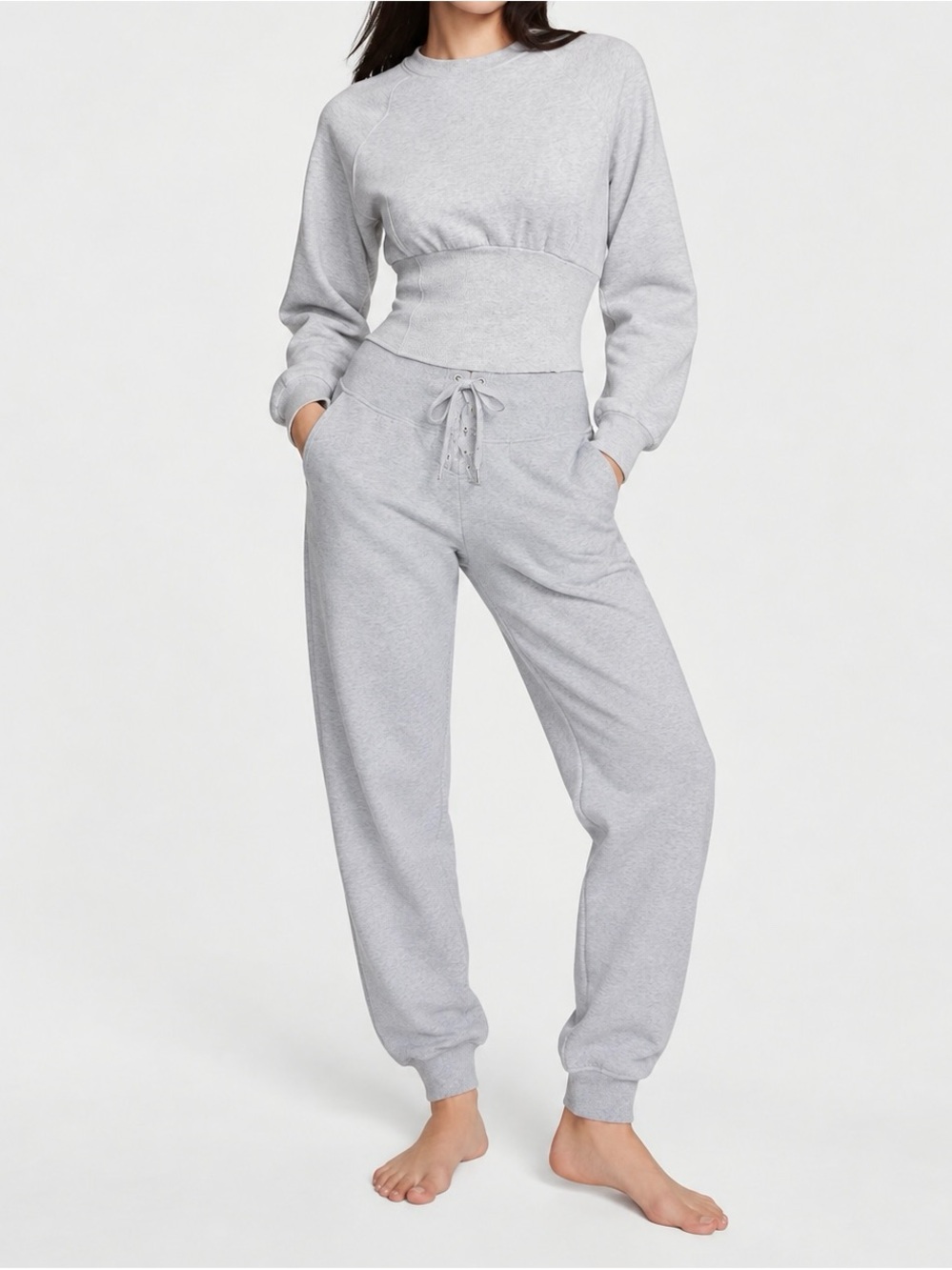 Victoria's Secret Light Gray High-Rise Drawstring Joggers